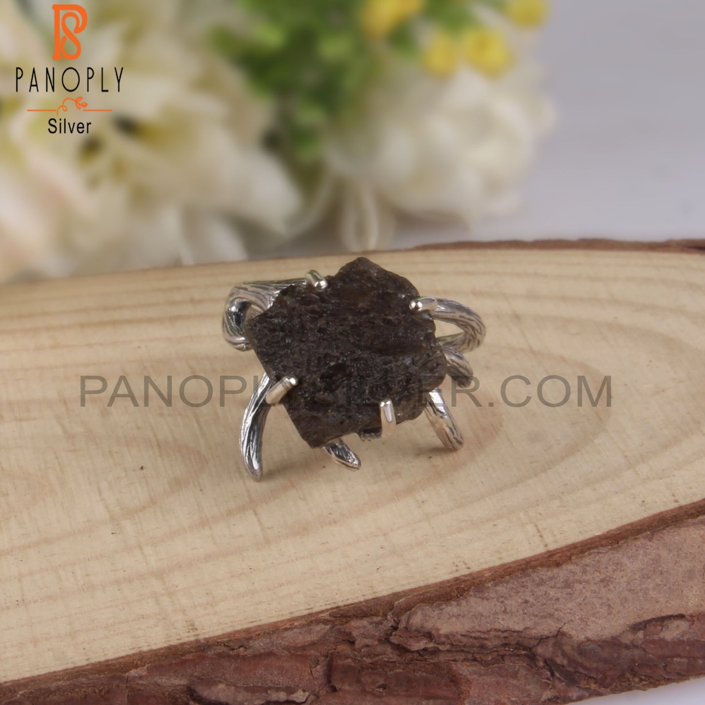 Natural Columbianite Rough 925 Sterling Silver Ring