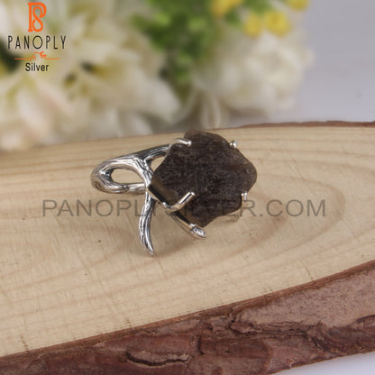 Natural Columbianite Rough 925 Sterling Silver Ring