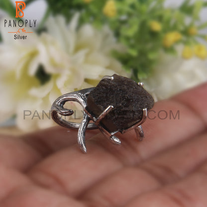 Natural Columbianite Rough 925 Sterling Silver Ring