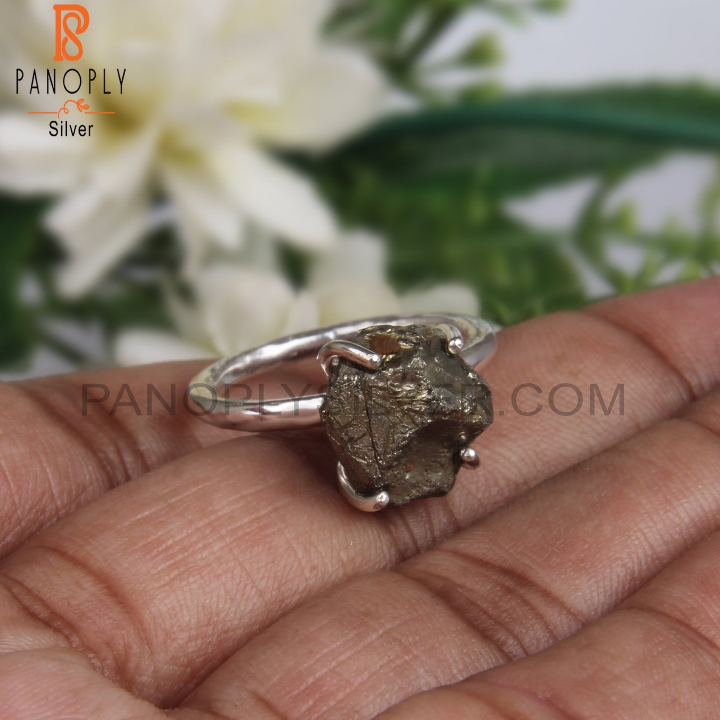 Pyrite Rough 925 Sterling Silver Ring For Gift