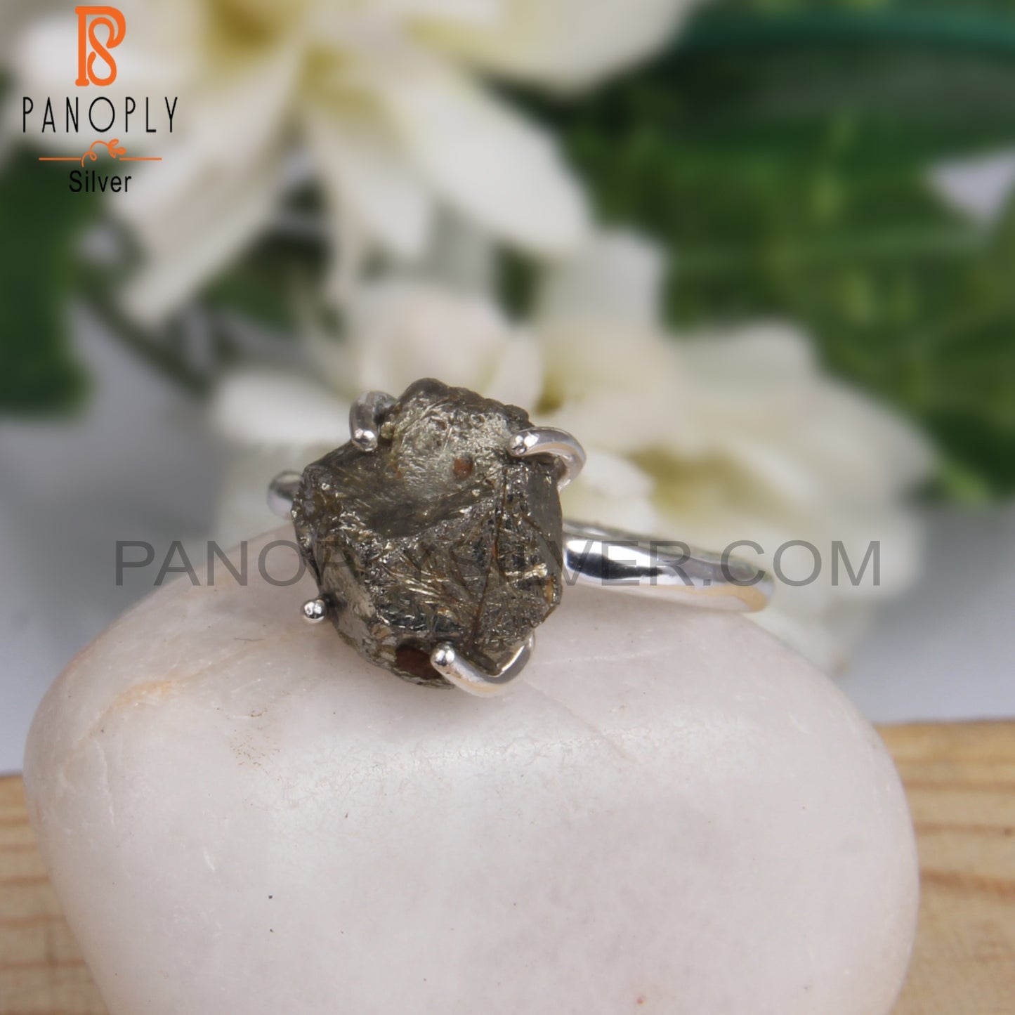 Pyrite Rough 925 Sterling Silver Ring For Gift