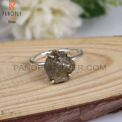 Pyrite Rough 925 Sterling Silver Ring For Gift
