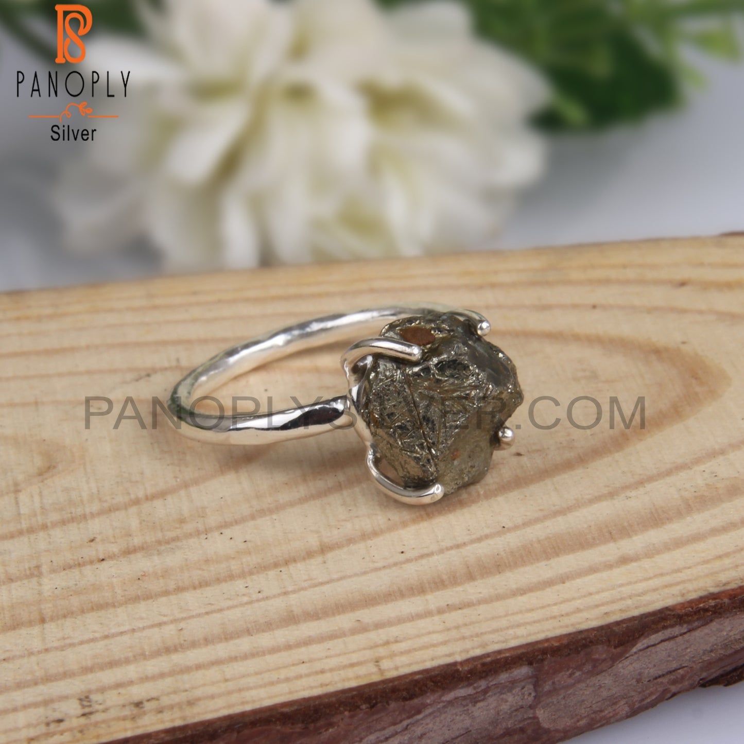 Pyrite Rough 925 Sterling Silver Ring For Gift