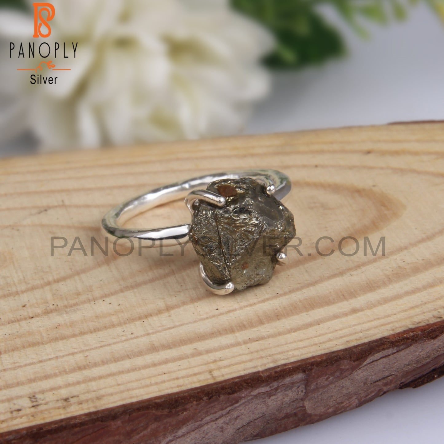 Pyrite Rough 925 Sterling Silver Ring For Gift