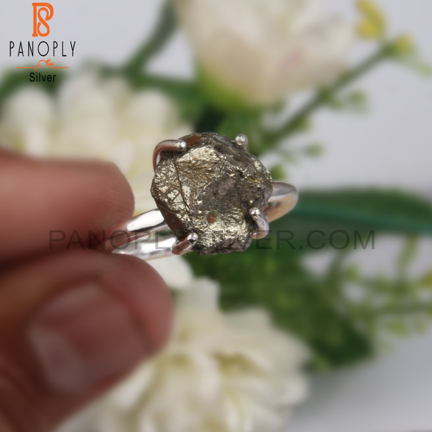 Pyrite Rough 925 Sterling Silver Ring For Gift