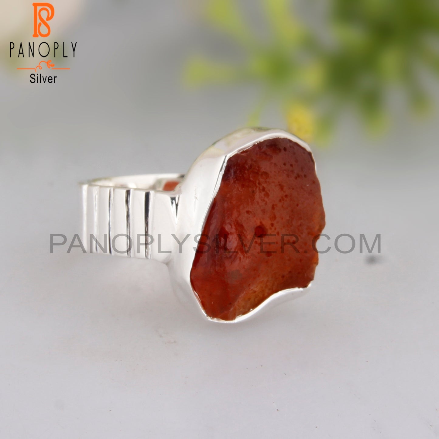 Carnelian 925 Sterling Silver Wedding Ring