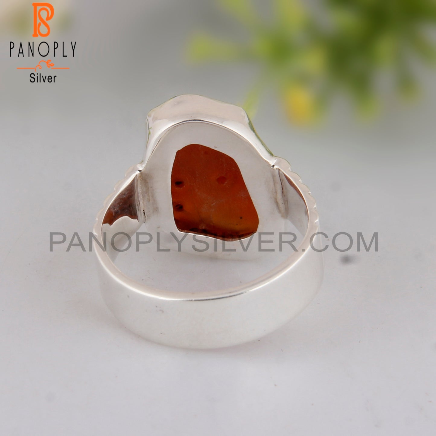 Carnelian 925 Sterling Silver Wedding Ring