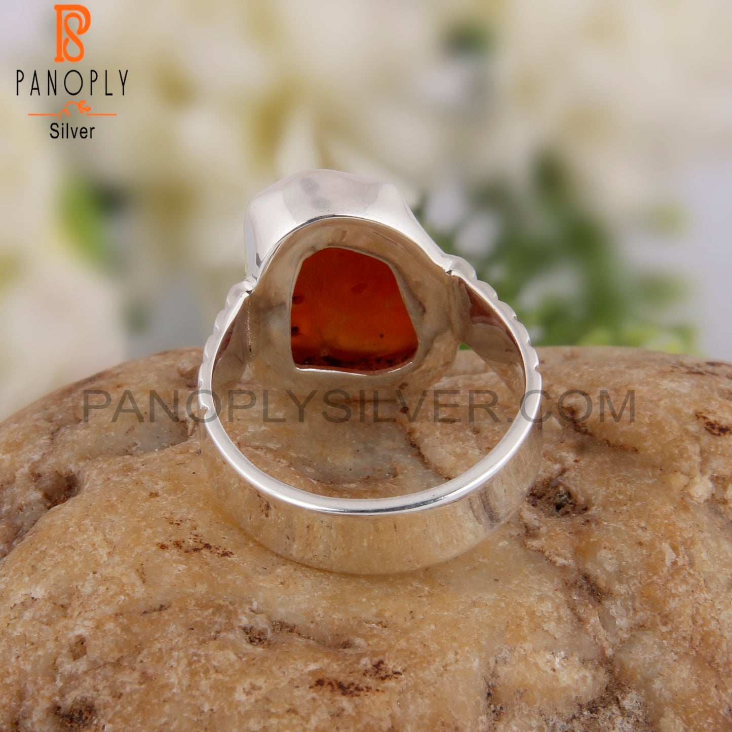 Carnelian 925 Sterling Silver Wedding Ring