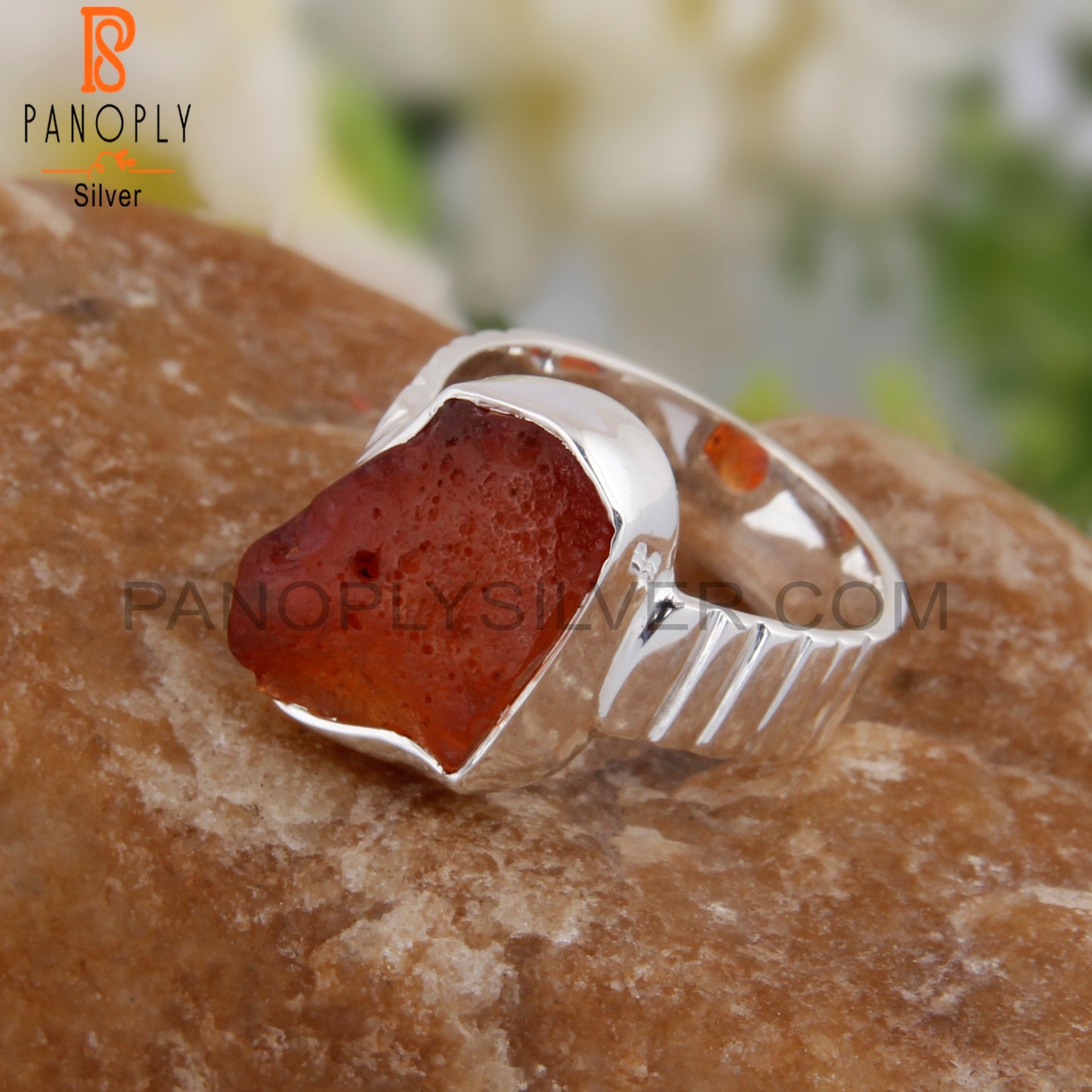 Carnelian 925 Sterling Silver Wedding Ring