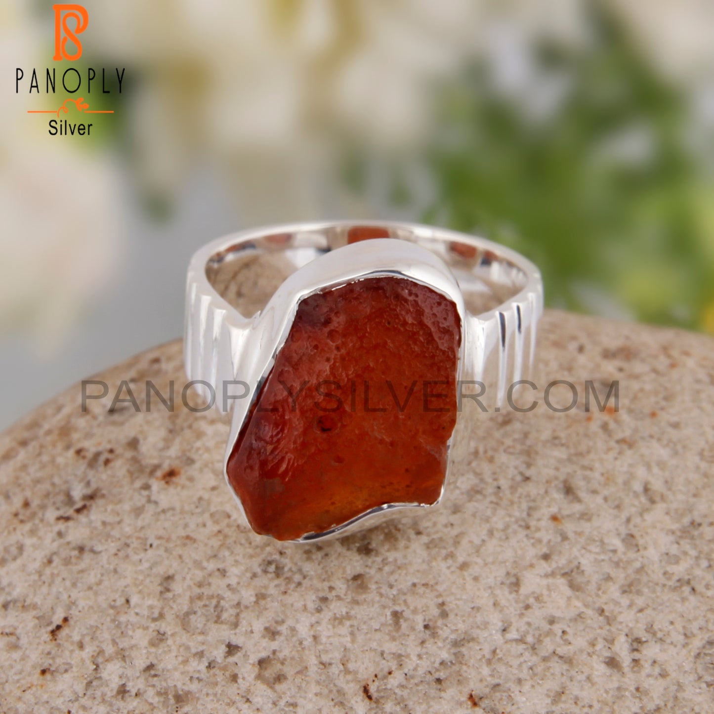 Carnelian 925 Sterling Silver Wedding Ring