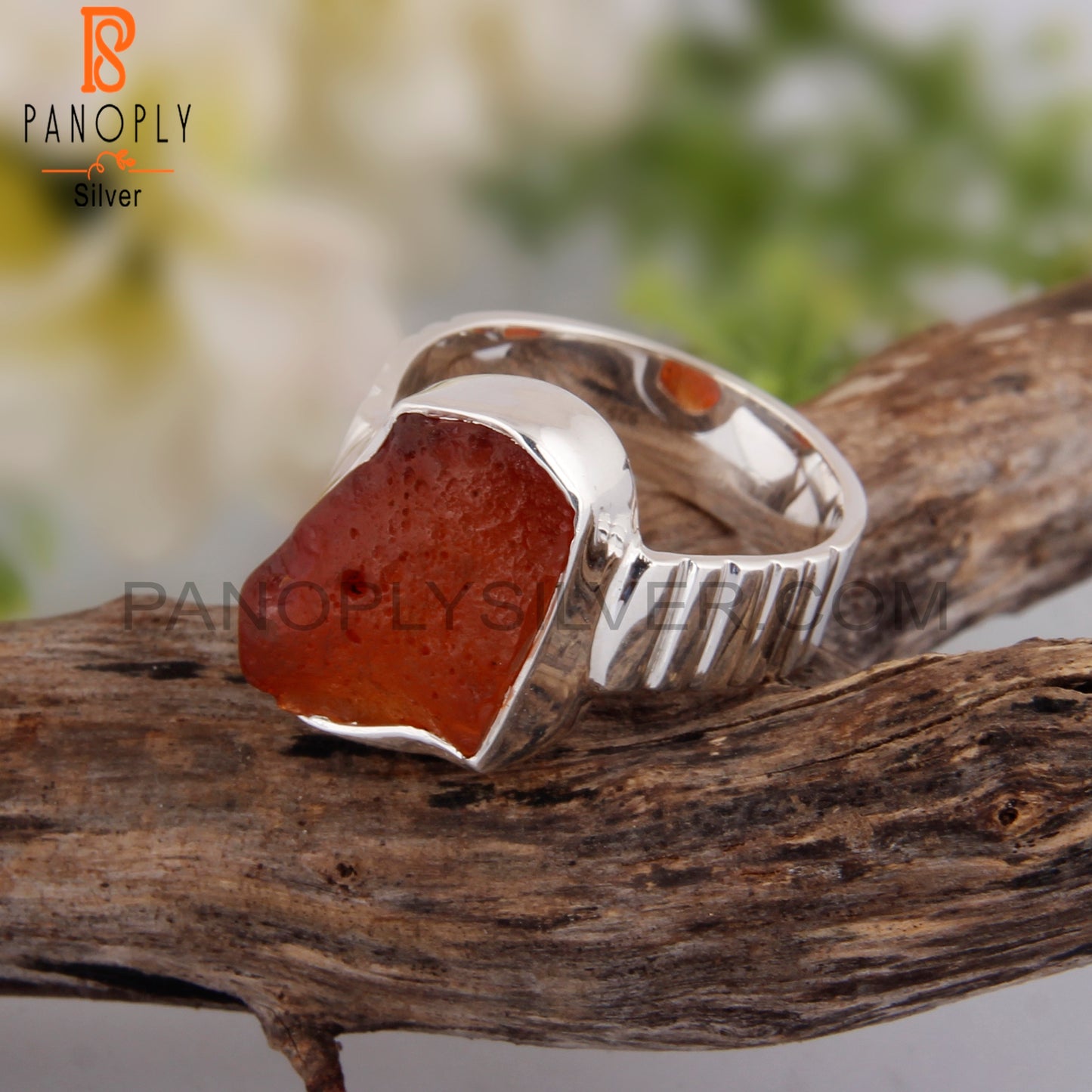 Carnelian 925 Sterling Silver Wedding Ring