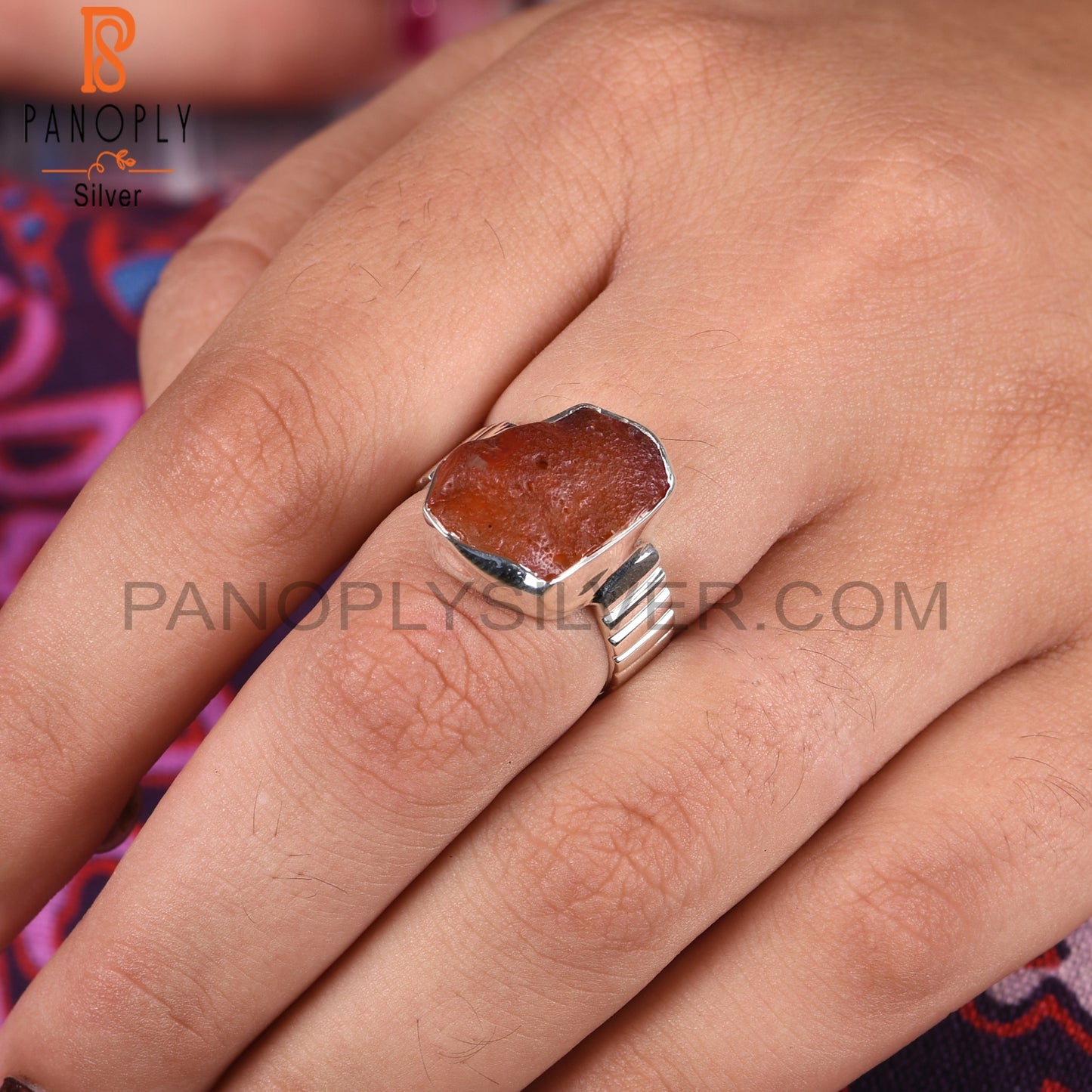 Carnelian 925 Sterling Silver Wedding Ring