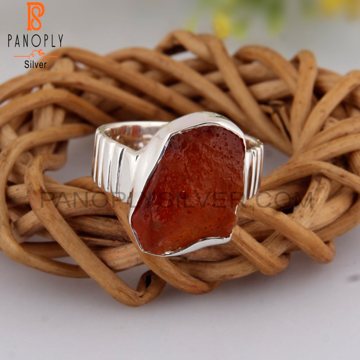Carnelian 925 Sterling Silver Wedding Ring