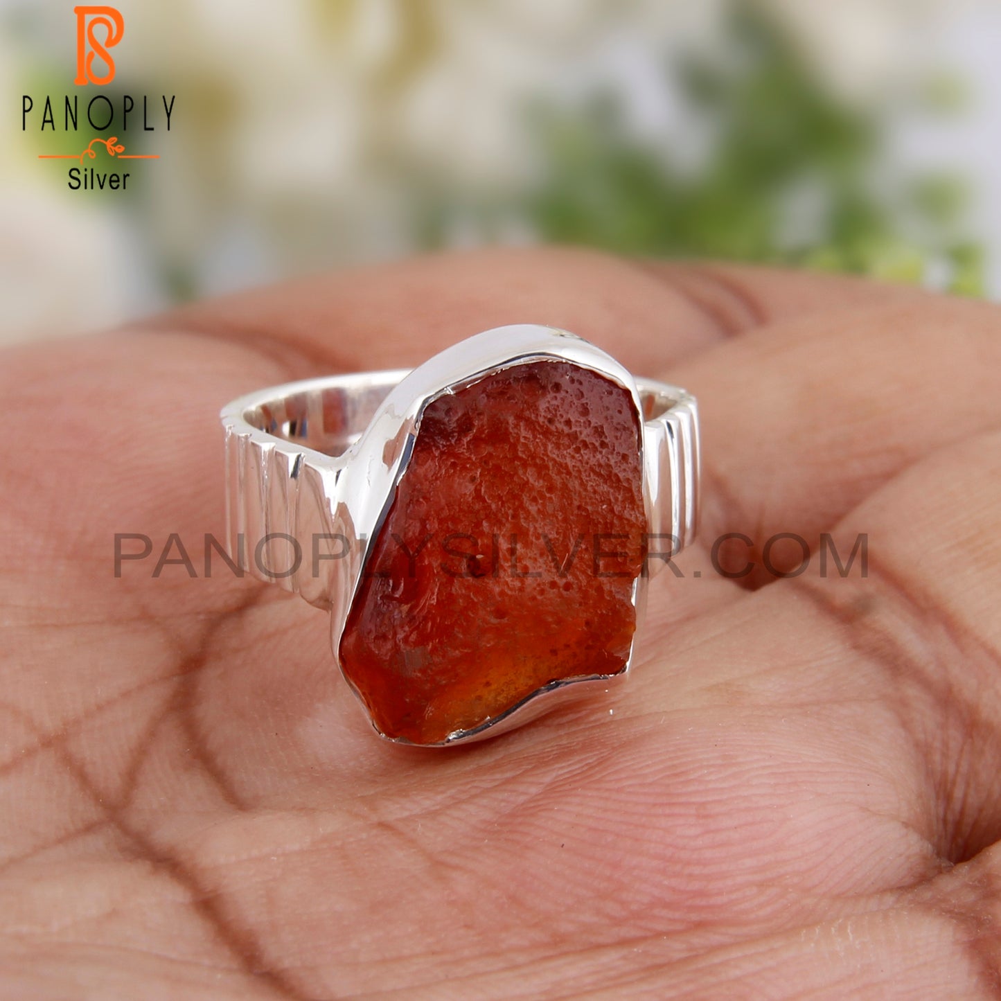 Carnelian 925 Sterling Silver Wedding Ring