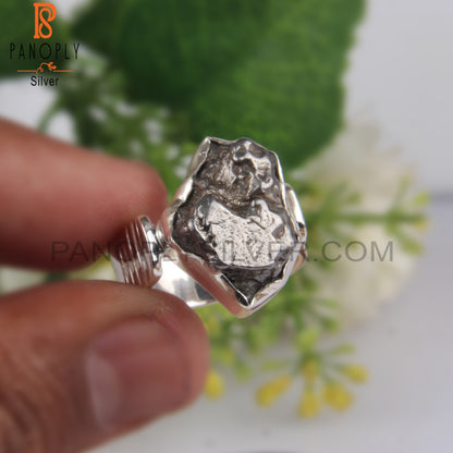 Meteorite Rough Unshaped 925 Sterling Silver Ring