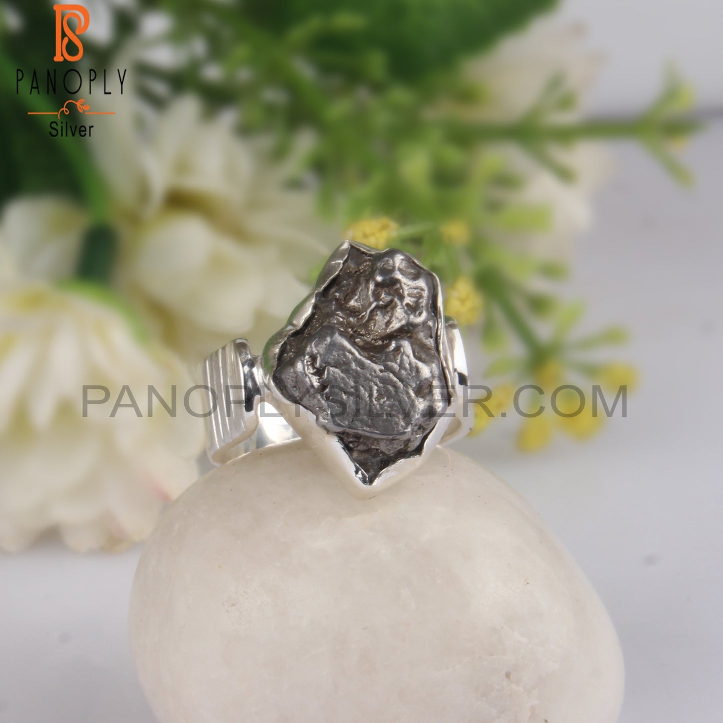 Meteorite Rough Unshaped 925 Sterling Silver Ring