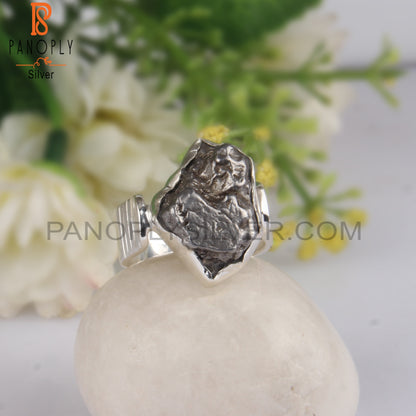 Meteorite Rough Unshaped 925 Sterling Silver Ring