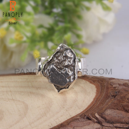 Meteorite Rough Unshaped 925 Sterling Silver Ring