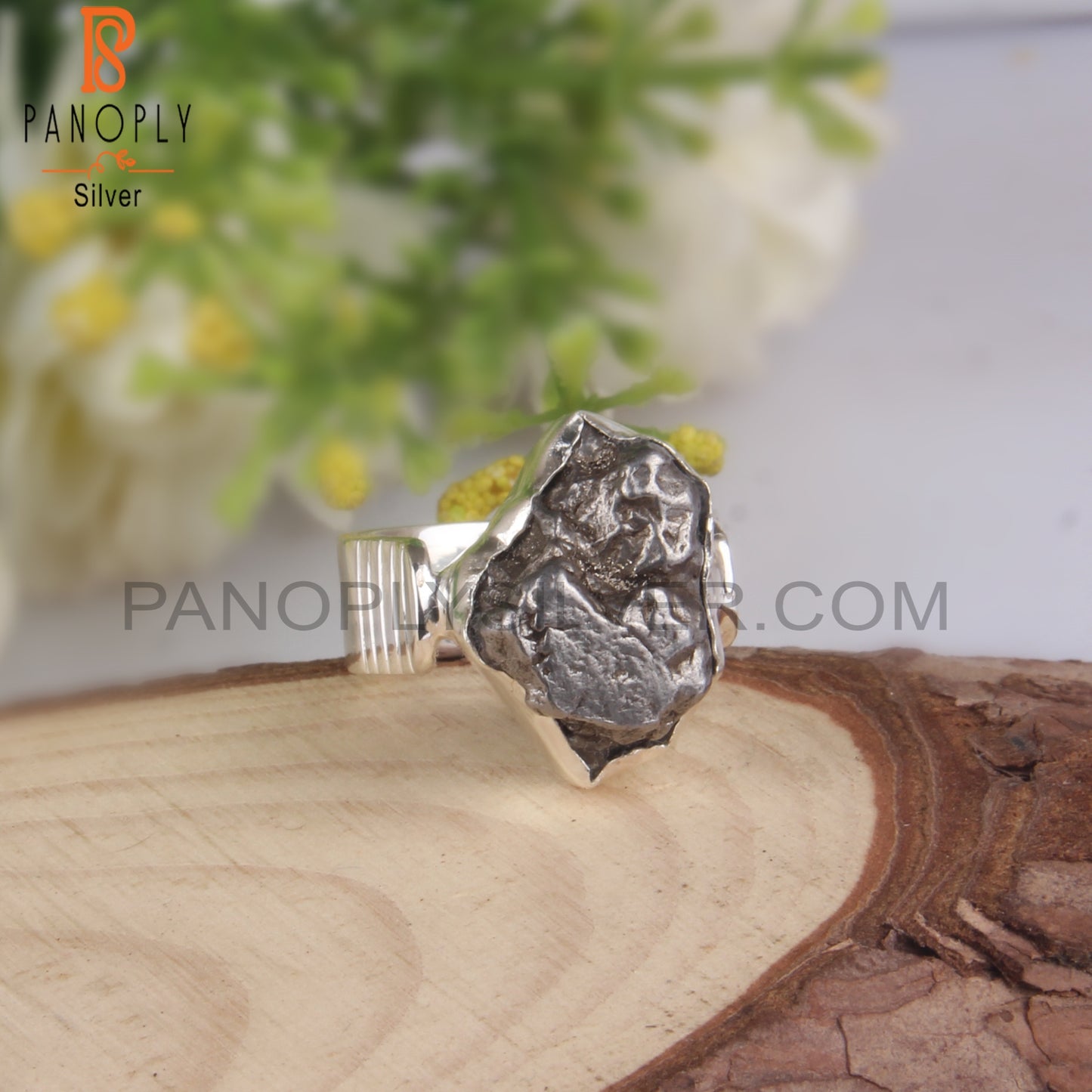 Meteorite Rough Unshaped 925 Sterling Silver Ring