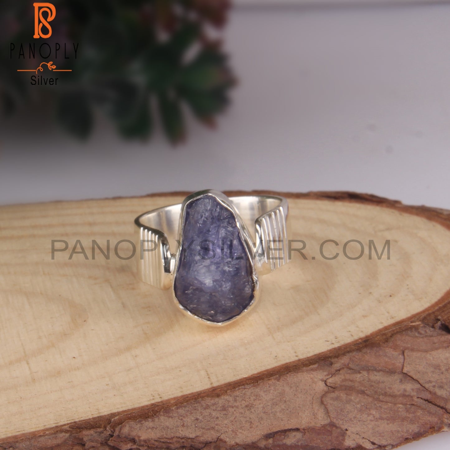Tanzanite Rough 925 Sterling Silver Band Ring