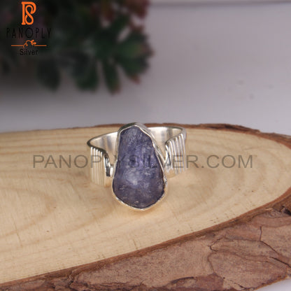 Tanzanite Rough 925 Sterling Silver Band Ring