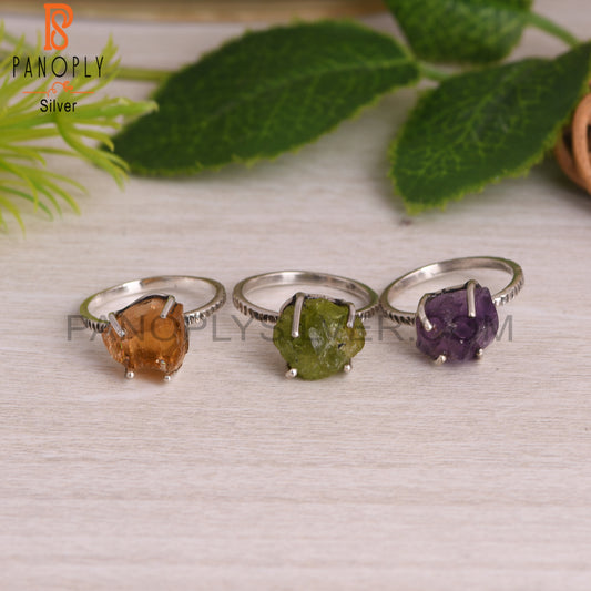 Amethyst, Citrine, Peridot 925 Sterling Silver Ring