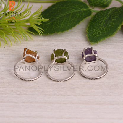 Amethyst, Citrine, Peridot 925 Sterling Silver Ring