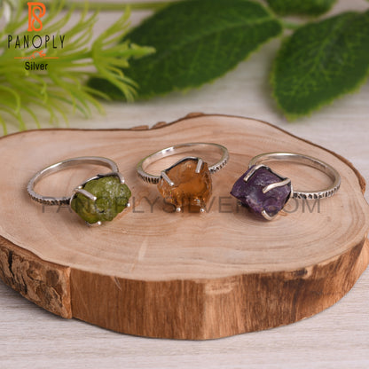 Amethyst, Citrine, Peridot 925 Sterling Silver Ring