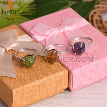 Amethyst, Citrine, Peridot 925 Sterling Silver Ring