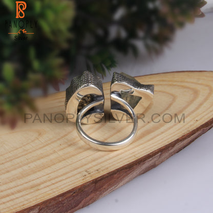 Green Amethyst & Pyrite Rough 925 Sterling Silver Ring