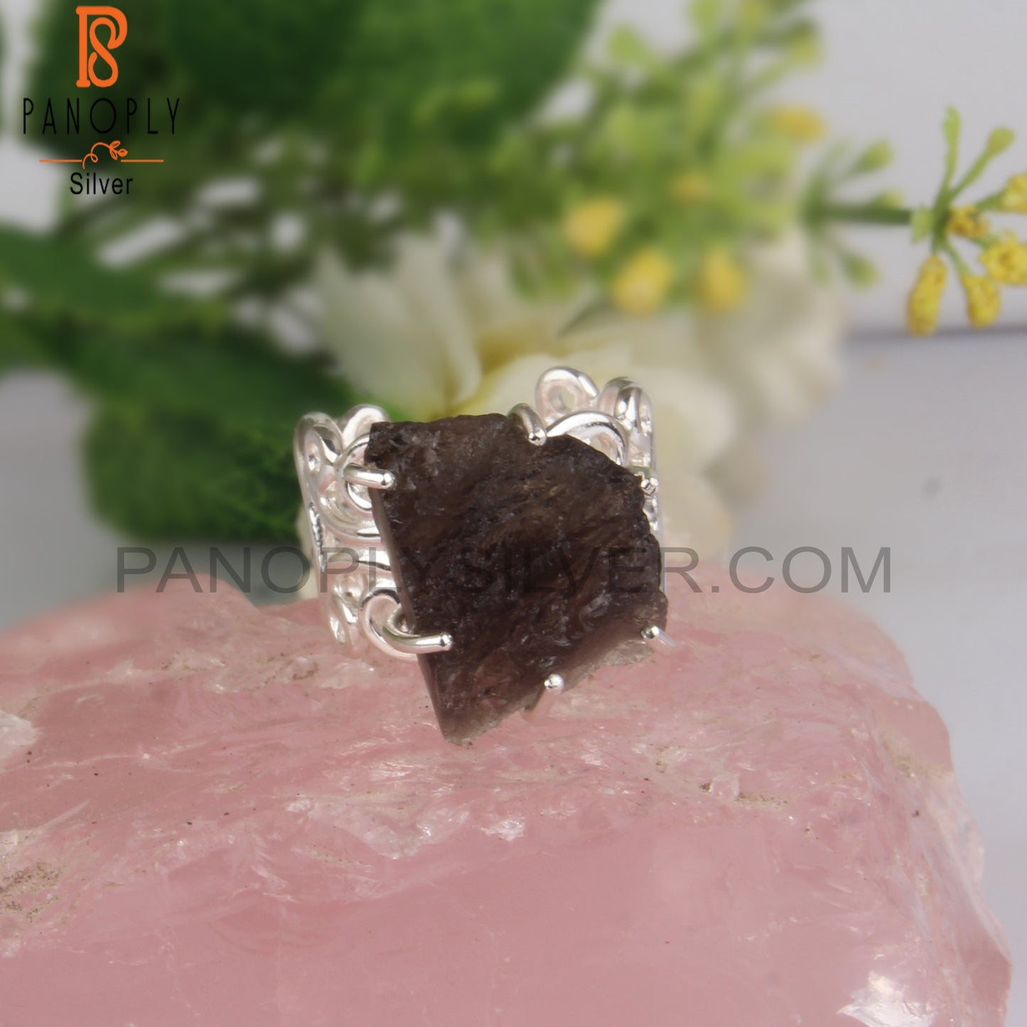 Rough Columbianite Sterling Silver 925 Stamp Ring