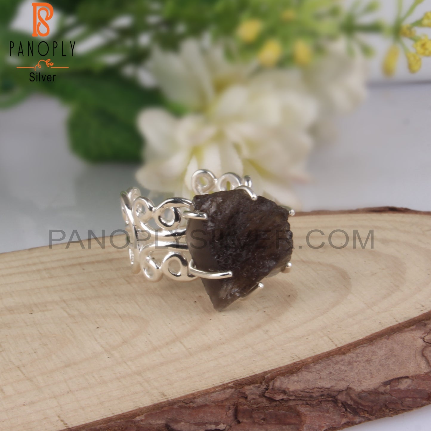 Rough Columbianite Sterling Silver 925 Stamp Ring
