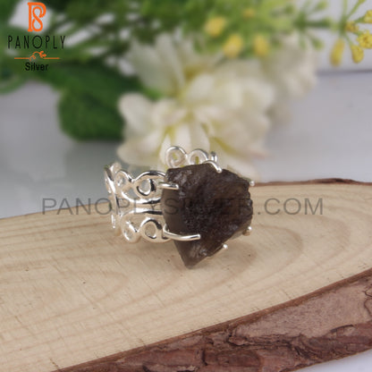 Rough Columbianite Sterling Silver 925 Stamp Ring