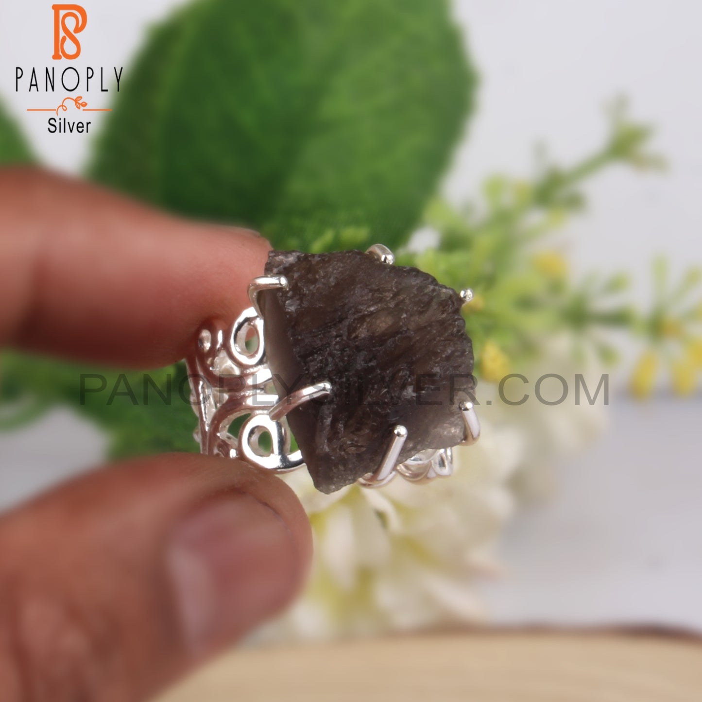 Rough Columbianite Sterling Silver 925 Stamp Ring