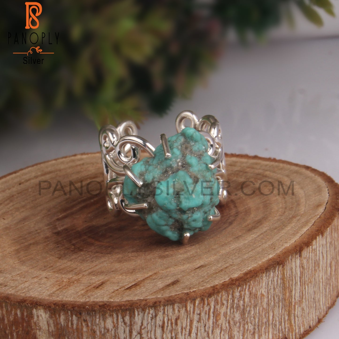 Rough Arizona Turquoise 925 Sterling Silver Engagement Ring