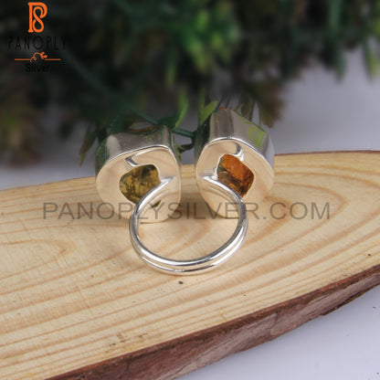 Citrine & Peridot Rough 925 Sterling Silver Ring