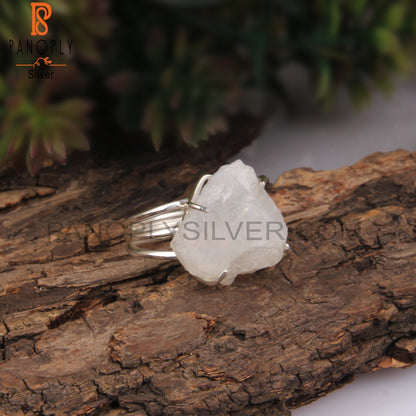 Rainbow Moonstone Rough Gem 925 Sterling Silver Aesthetic Ring