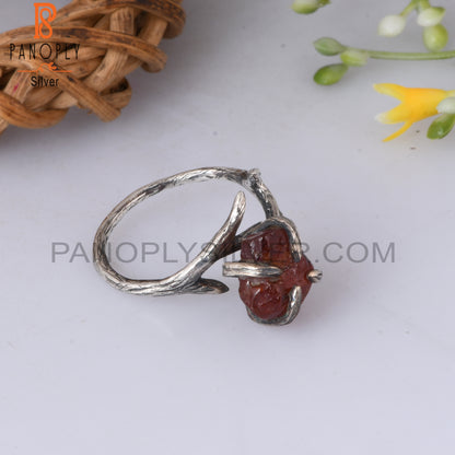 Garnet Rough 925 Sterling Silver Ring