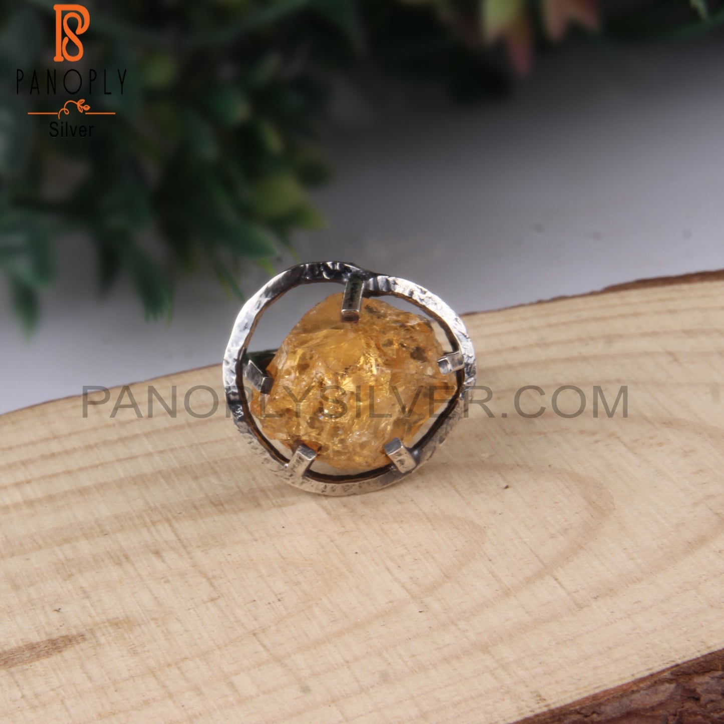 Unshaped Citrine Rough 925 Sterling Silver Ring