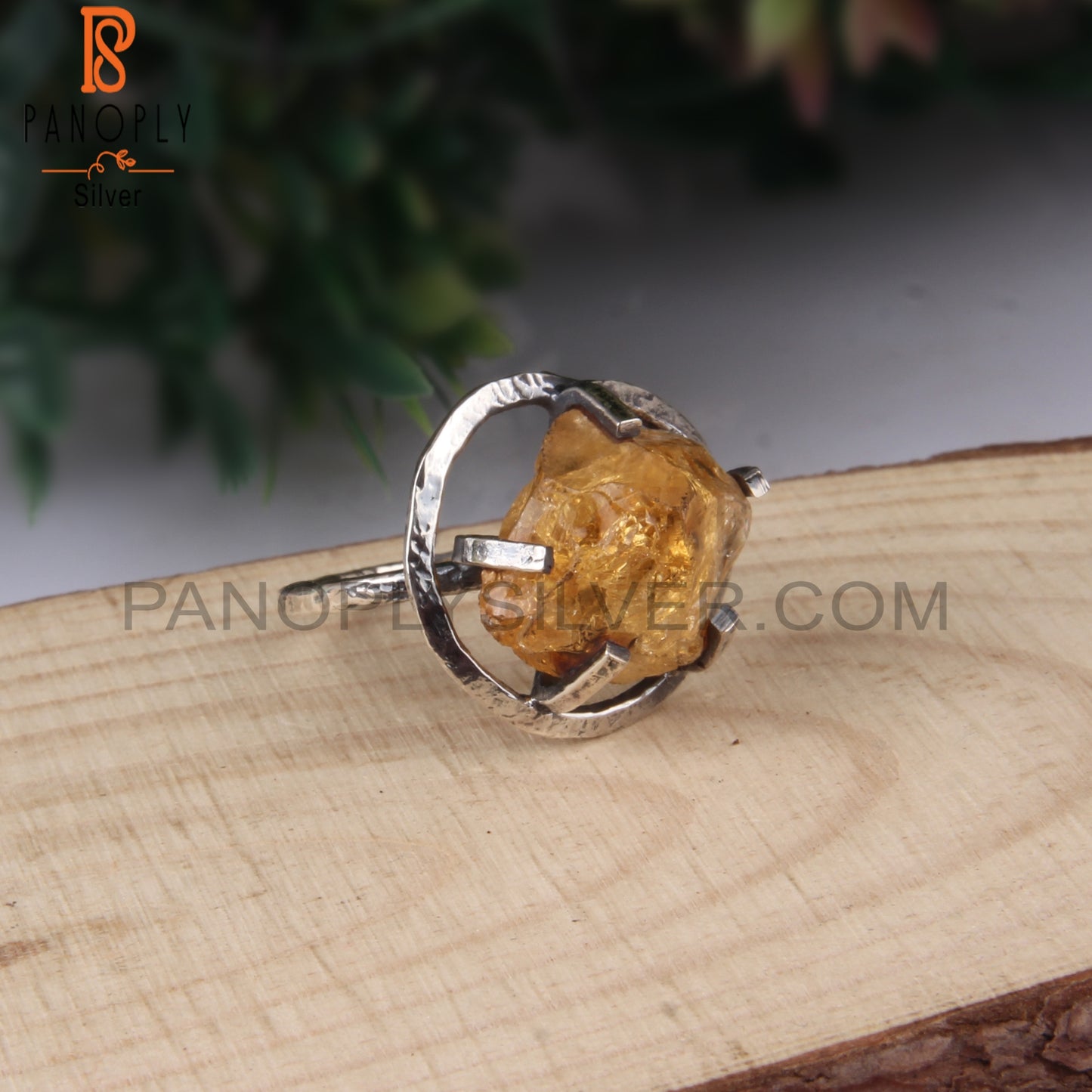 Unshaped Citrine Rough 925 Sterling Silver Ring
