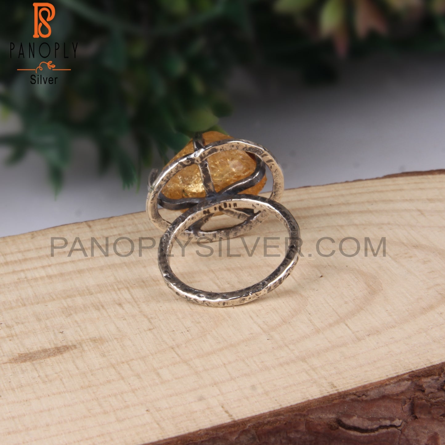 Unshaped Citrine Rough 925 Sterling Silver Ring