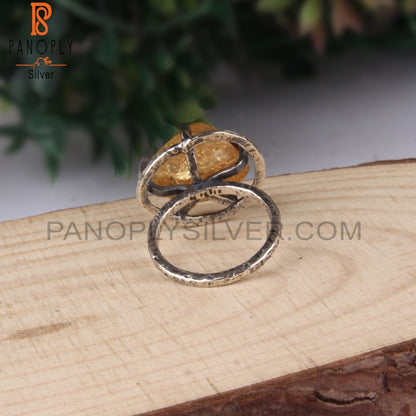 Unshaped Citrine Rough 925 Sterling Silver Ring