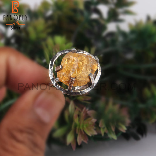 Unshaped Citrine Rough 925 Sterling Silver Ring