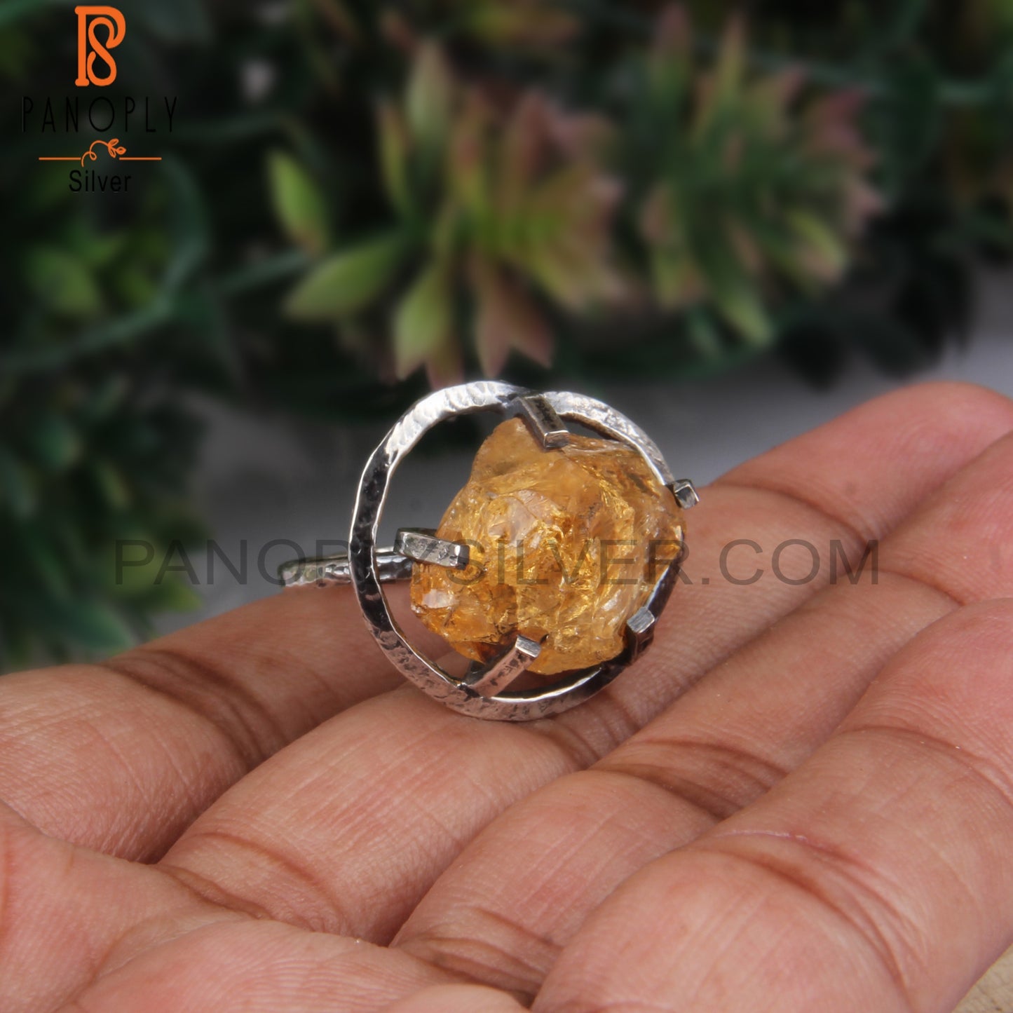 Unshaped Citrine Rough 925 Sterling Silver Ring