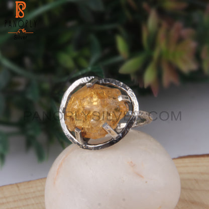 Unshaped Citrine Rough 925 Sterling Silver Ring