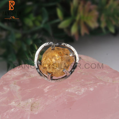 Unshaped Citrine Rough 925 Sterling Silver Ring
