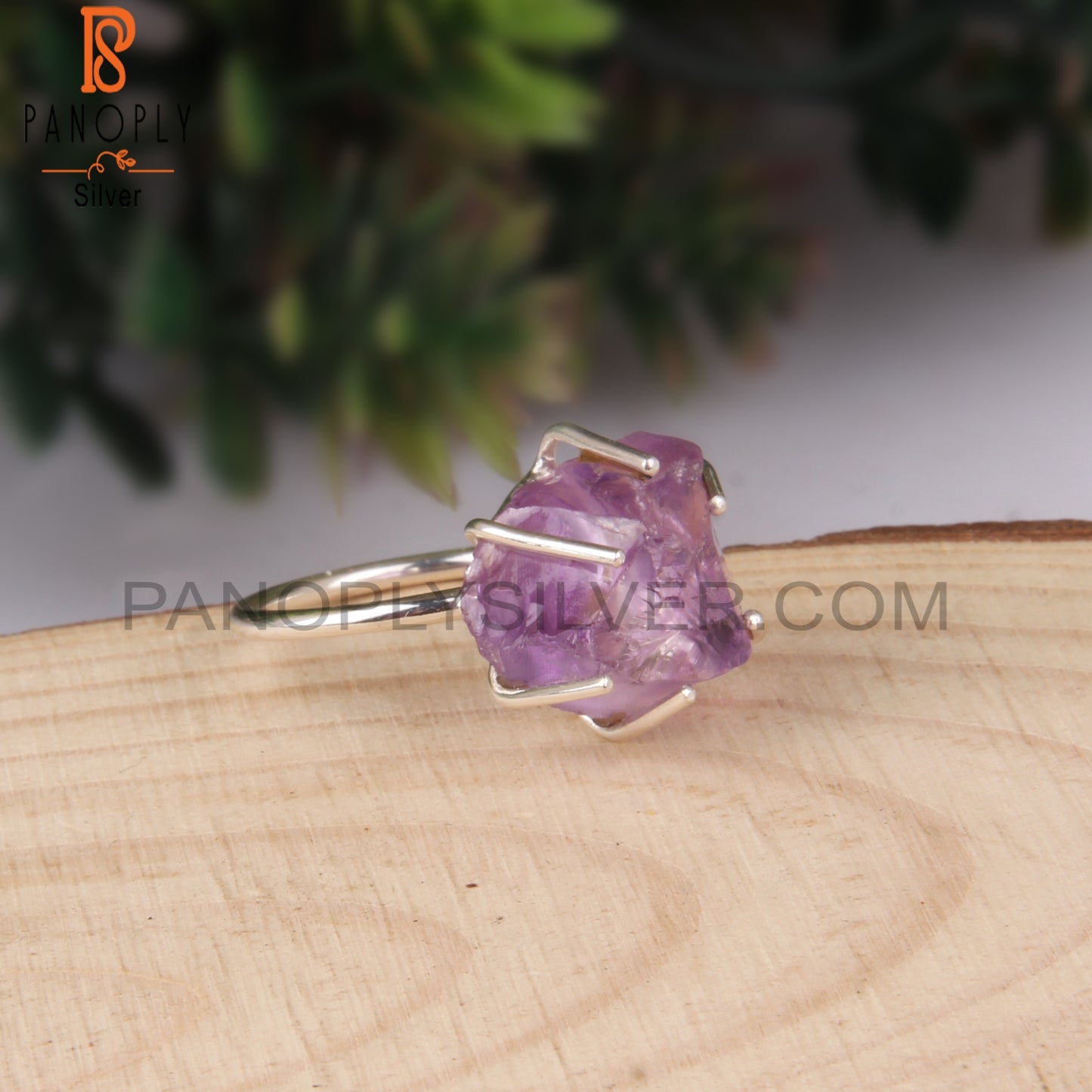 Rough Amethyst 925 Sterling Silver Stackable Ring