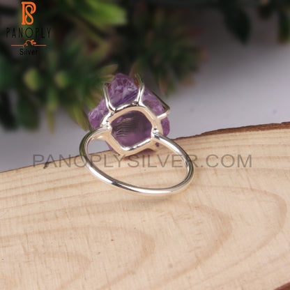 Rough Amethyst 925 Sterling Silver Stackable Ring