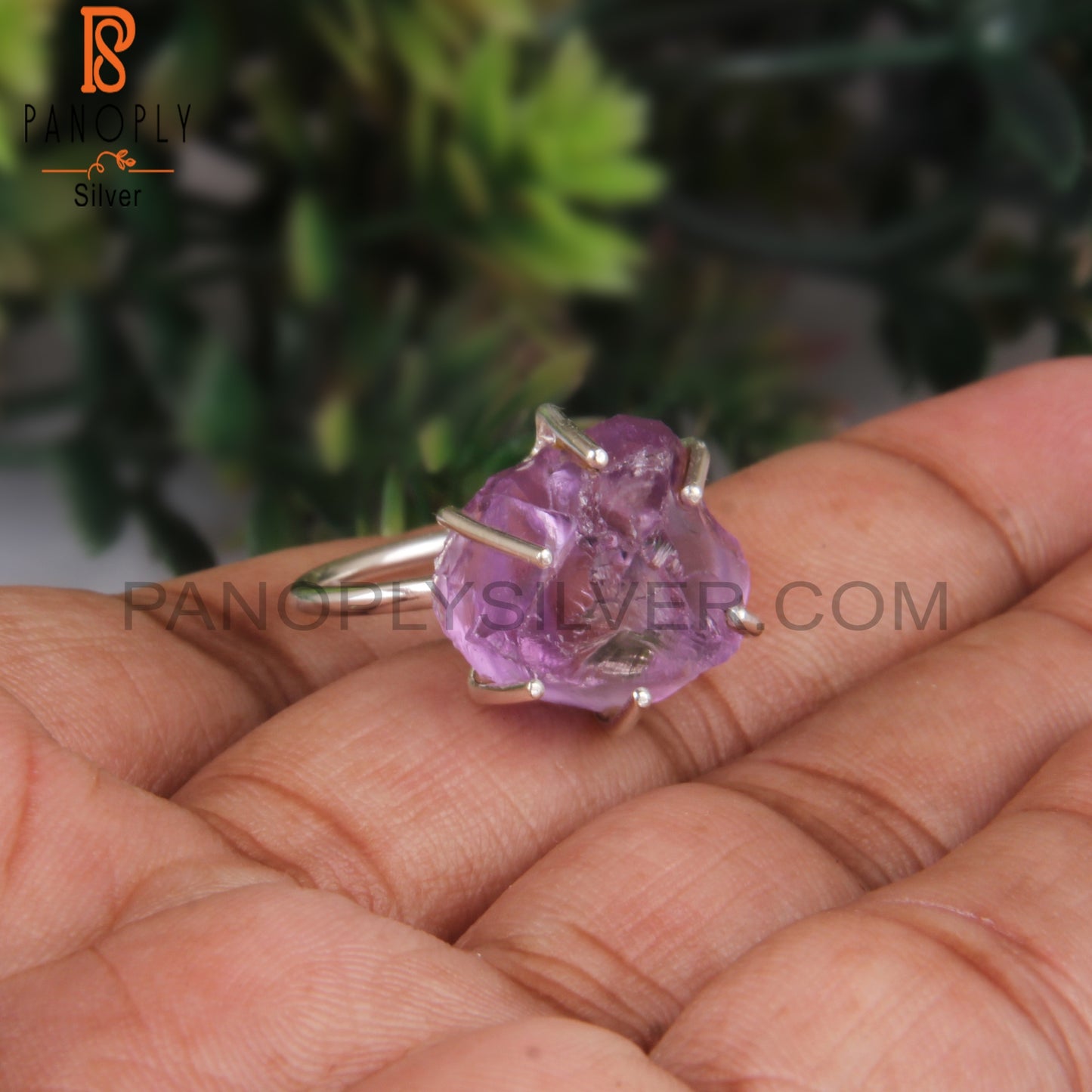 Rough Amethyst 925 Sterling Silver Stackable Ring