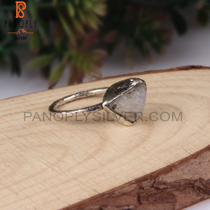 Rough Rainbow Moonstone Sterling Silver 925 Ring